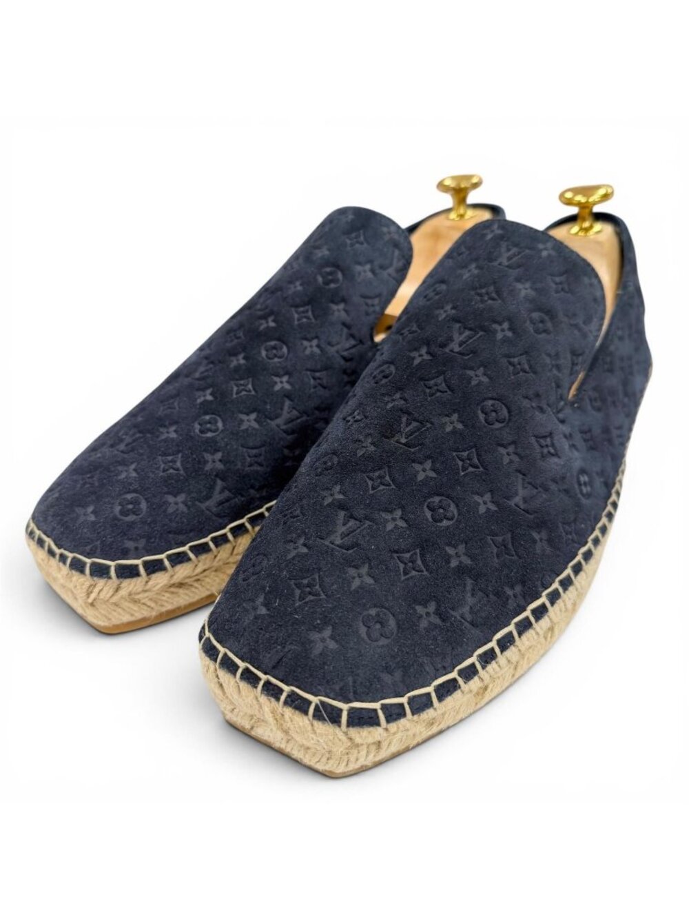 Louis Vuitton Vidal Line Suede Leather Monogram Espadrilles Slip on Navy 8
